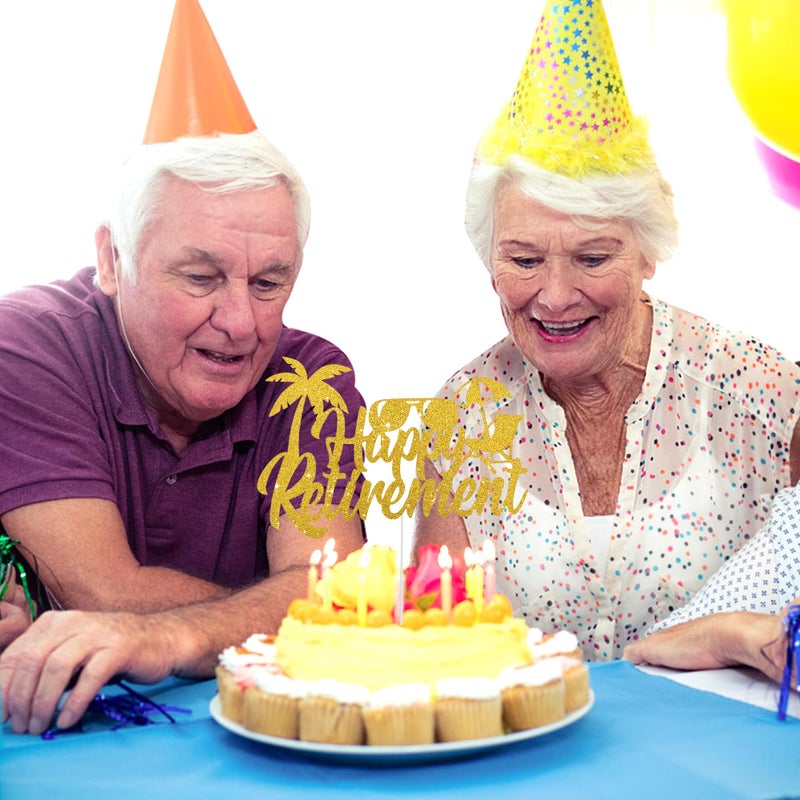 بيشيدا Beishida Happy Retirement Cake Topper Cake Cake Decoration Gold Glitter Cake Toppers No Work Zone Cake Decorations للرجال - Image 3