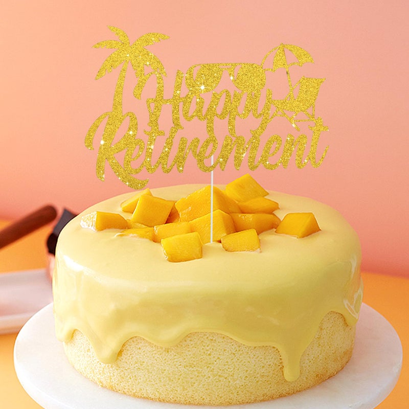 بيشيدا Beishida Happy Retirement Cake Topper Cake Cake Decoration Gold Glitter Cake Toppers No Work Zone Cake Decorations للرجال - Image 5