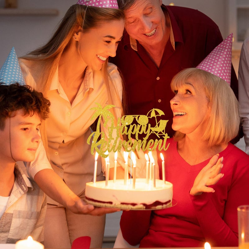 بيشيدا Beishida Happy Retirement Cake Topper Cake Cake Decoration Gold Glitter Cake Toppers No Work Zone Cake Decorations للرجال - Image 4