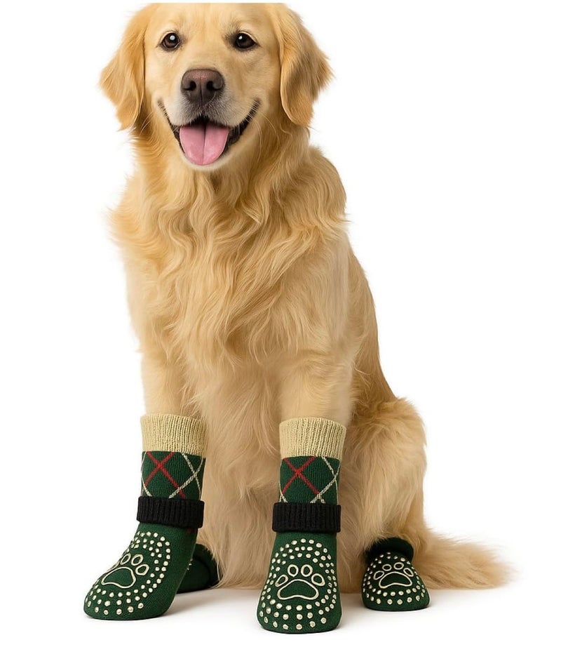 KUTKUT Dog Socks to Prevent Licking Paws, Double-Sided Anti Slip Dog Socks for Hardwood Floors, Non Slip Dog Paw Socks for Hot/Cold Pavement Dog Grippy Socks for Large Senior Dogs (Size: L) - Image 5