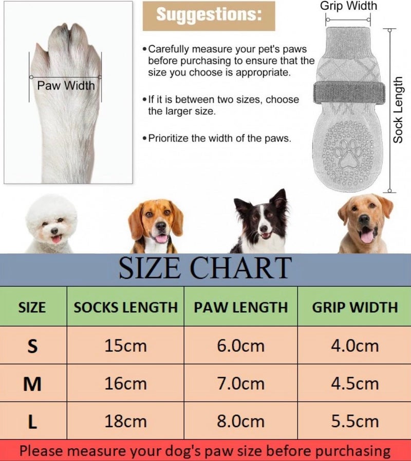 KUTKUT Dog Socks to Prevent Licking Paws, Double-Sided Anti Slip Dog Socks for Hardwood Floors, Non Slip Dog Paw Socks for Hot/Cold Pavement Dog Grippy Socks for Large Senior Dogs (Size: L) - Image 4