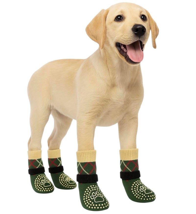 KUTKUT Dog Socks to Prevent Licking Paws, Double-Sided Anti Slip Dog Socks for Hardwood Floors, Non Slip Dog Paw Socks for Hot/Cold Pavement Dog Grippy Socks for Large Senior Dogs (Size: L) - Image 2
