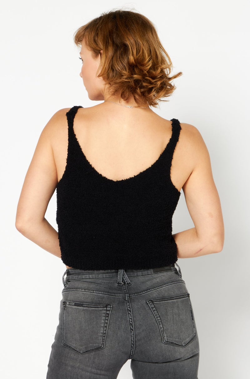 STEVE MADDEN Women Scoop Neck Sleeveless Textured Tank Top, Black - Image 4