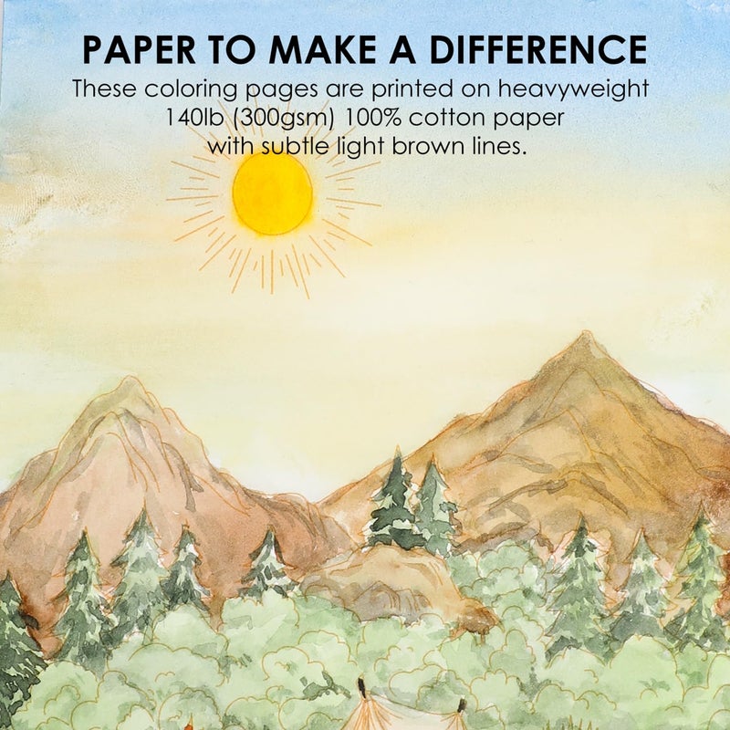 Grabie Watercolor Coloring Book, 15 Sheets A5 (8.3 x 5.8),Watercolor Book for Adults: Ignite Your Artistic Expression on 100% Cotton Paper (Land-Scape) - Image 4
