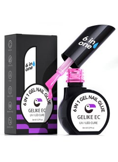 gelike ec UV Glue for Nails - 6 in 1 UV Nail Glue with Jelly Gel Polish Base Coat,Gelike EC Strong Adhesive for Press on Nails Acrylic Tips,Ideal for Salon and Beginners  - Image 1