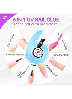 gelike ec UV Glue for Nails - 6 in 1 UV Nail Glue with Jelly Gel Polish Base Coat,Gelike EC Strong Adhesive for Press on Nails Acrylic Tips,Ideal for Salon and Beginners  - Image 2