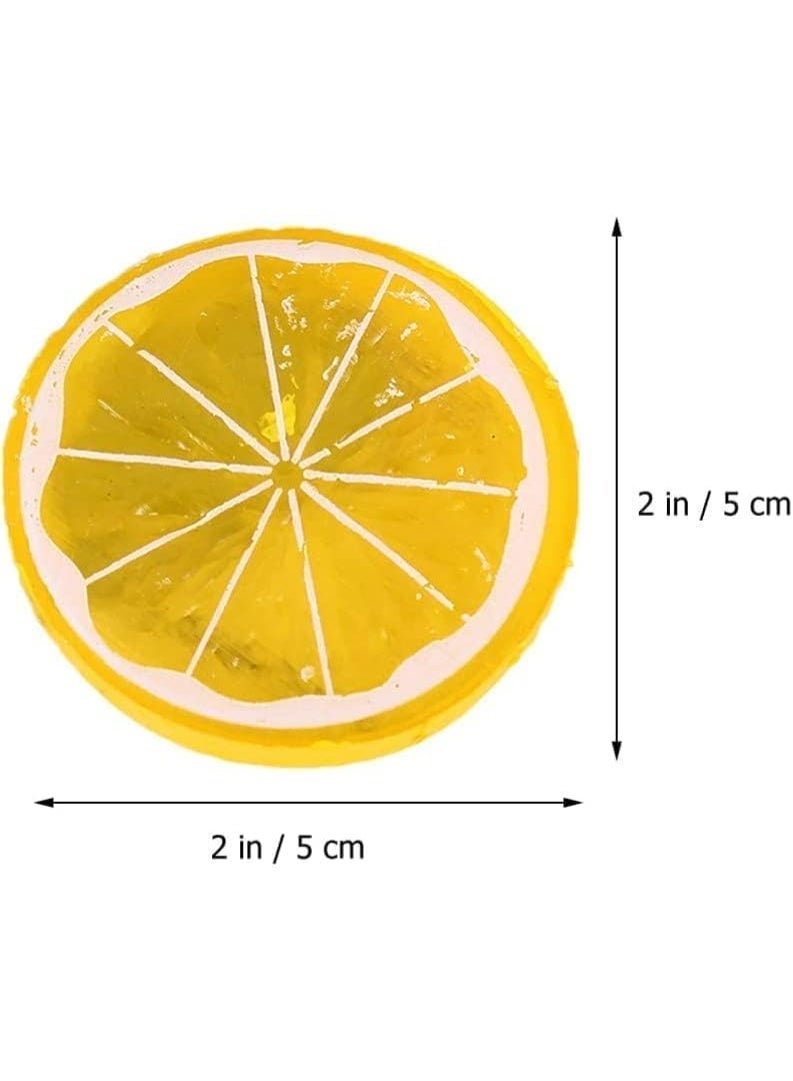 30 Pcs Fake Lemon Slices, Limes Artificial Simulation Lemon Block, Decorative Fake Fruit Model Set, More Luster And Texture, Easy to Carry, for Decor Faux Lemonade Stand Party Kitchen - Image 2