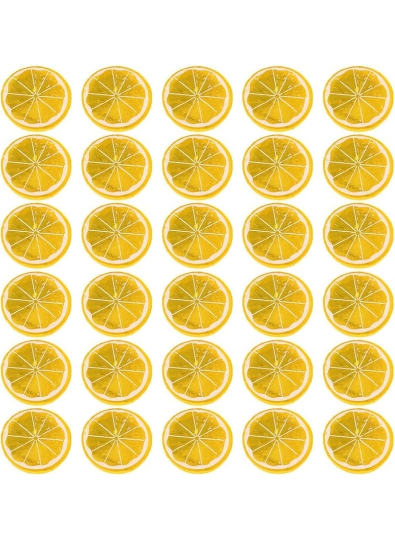 30 Pcs Fake Lemon Slices, Limes Artificial Simulation Lemon Block, Decorative Fake Fruit Model Set, More Luster And Texture, Easy to Carry, for Decor Faux Lemonade Stand Party Kitchen - Image 1