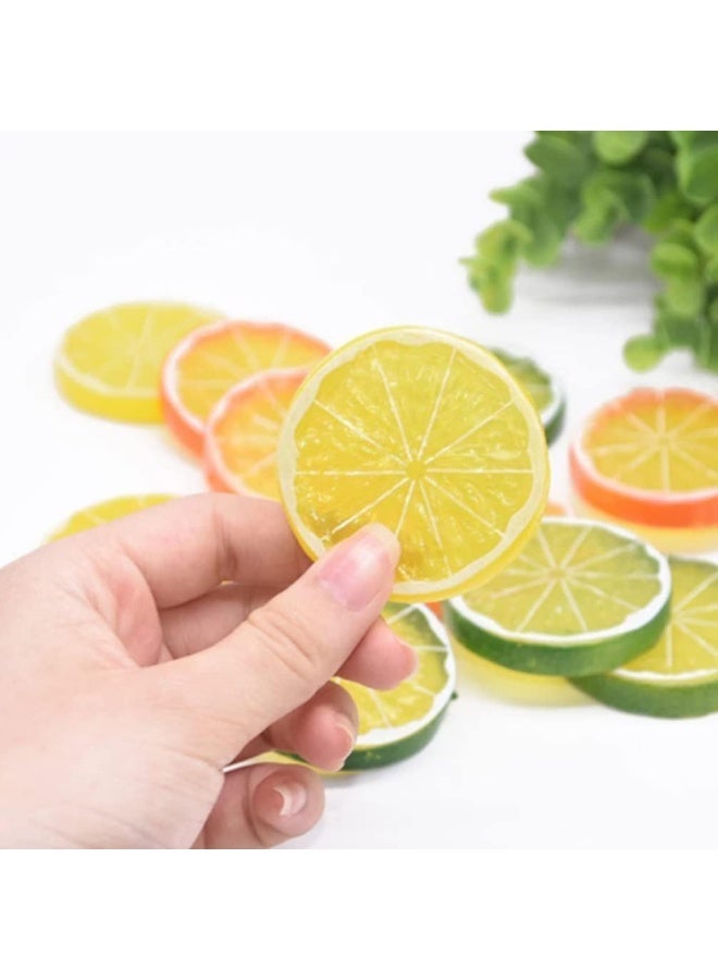 30 Pcs Fake Lemon Slices, Limes Artificial Simulation Lemon Block, Decorative Fake Fruit Model Set, More Luster And Texture, Easy to Carry, for Decor Faux Lemonade Stand Party Kitchen - Image 3