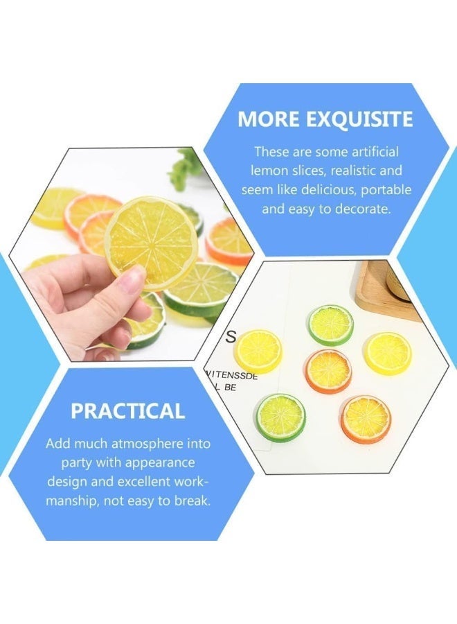 30 Pcs Fake Lemon Slices, Limes Artificial Simulation Lemon Block, Decorative Fake Fruit Model Set, More Luster And Texture, Easy to Carry, for Decor Faux Lemonade Stand Party Kitchen - Image 5