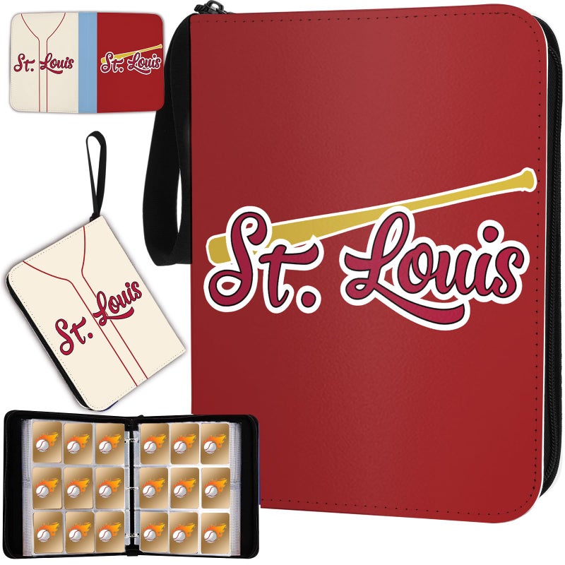 KivolFun Baseball Card Binder with Sleeves 900 Pocket  St. Louis Baseball Trading Card Holder Baseball Collector Album Sports Trading Card 3 Ring Binder Storage Book Folder Case  - Image 1