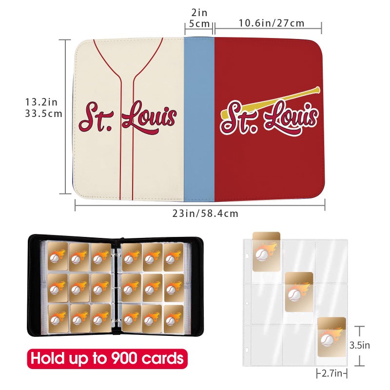 KivolFun Baseball Card Binder with Sleeves 900 Pocket  St. Louis Baseball Trading Card Holder Baseball Collector Album Sports Trading Card 3 Ring Binder Storage Book Folder Case  - Image 3