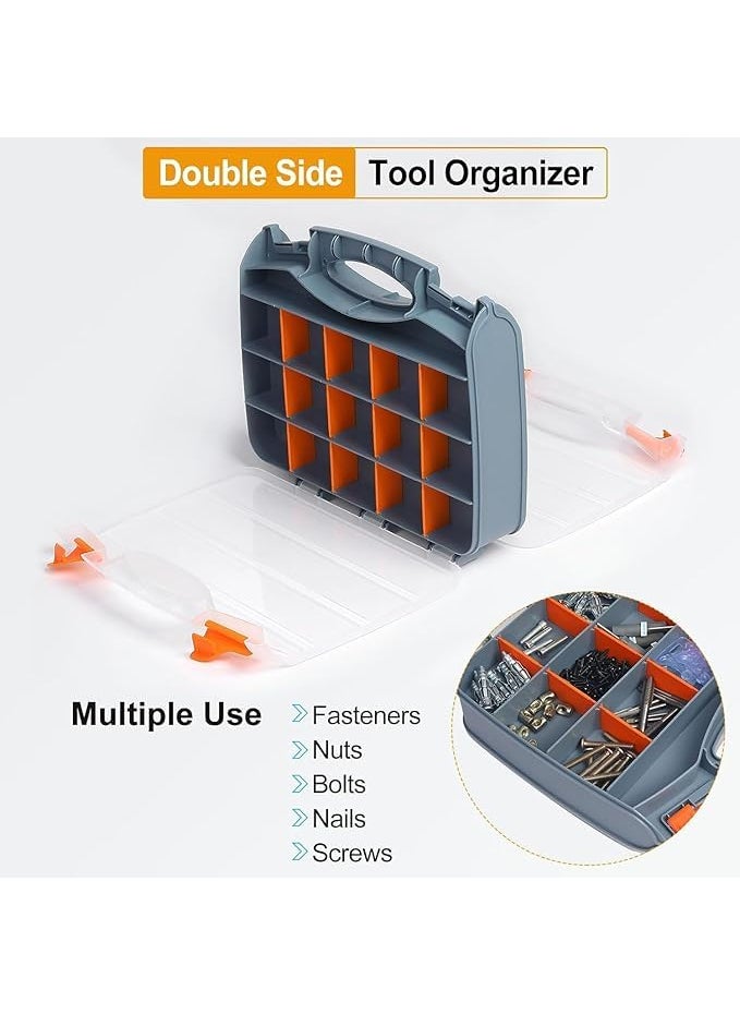 GNOLY GNOLY Plastic Double Sided Tool Organiser Box Empty Stackable Multi Utility Storage Box Compact Tool Box for Storage of Small Tools Hardware Screws Bolts Nails Beads Style 2  - Image 2