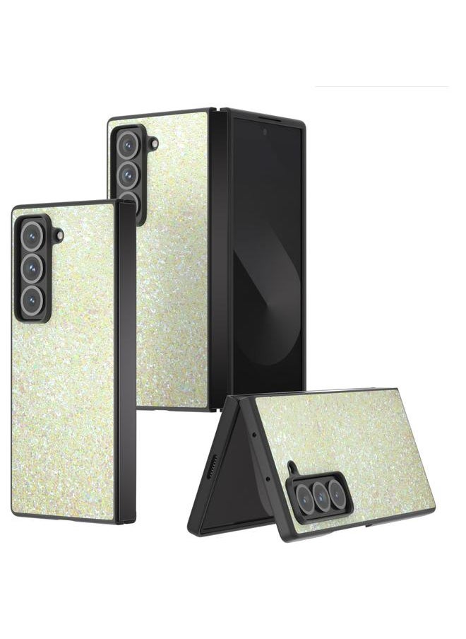 erorex For Samsung Galaxy Z Fold Special Black Frame Colorful Glitter Phone Case(Gold) 