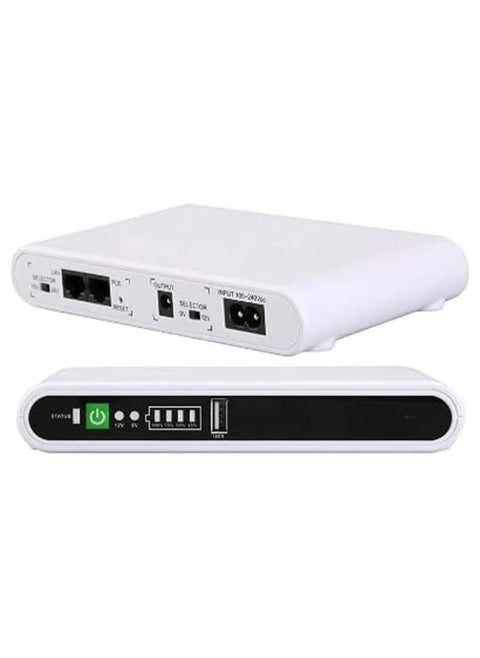 DC Mini UPS POE-432P Battery Backup Uninterrupted Power Supply Built-in 10000mAh for Wi-Fi, Modem Router, CCTV, Battery pack with Output Power 17W Output USB 5V 1A DC 9V/12V/1A POE 15V/24V 0.6A.