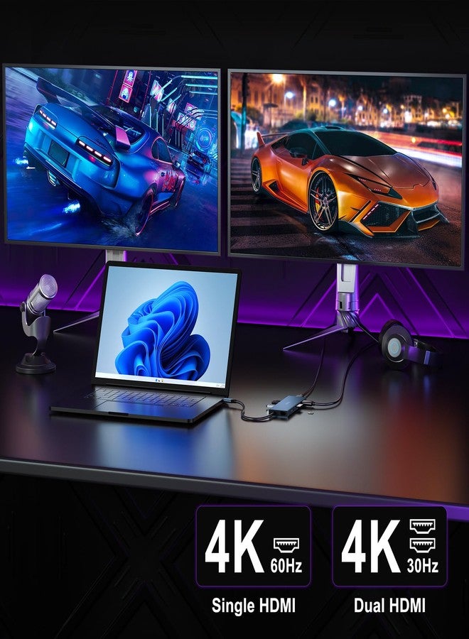 KOZYC USB C Docking Station Dual HDMI 4K@60Hz, 8-in-1 USB C Hub 2 HDMI, USBC 3.0, 2xUSB-A 3.0, SD/TF, 100W PD, Laptop Docking Station Dual Monitor Compatible with HP, Dell - Image 5