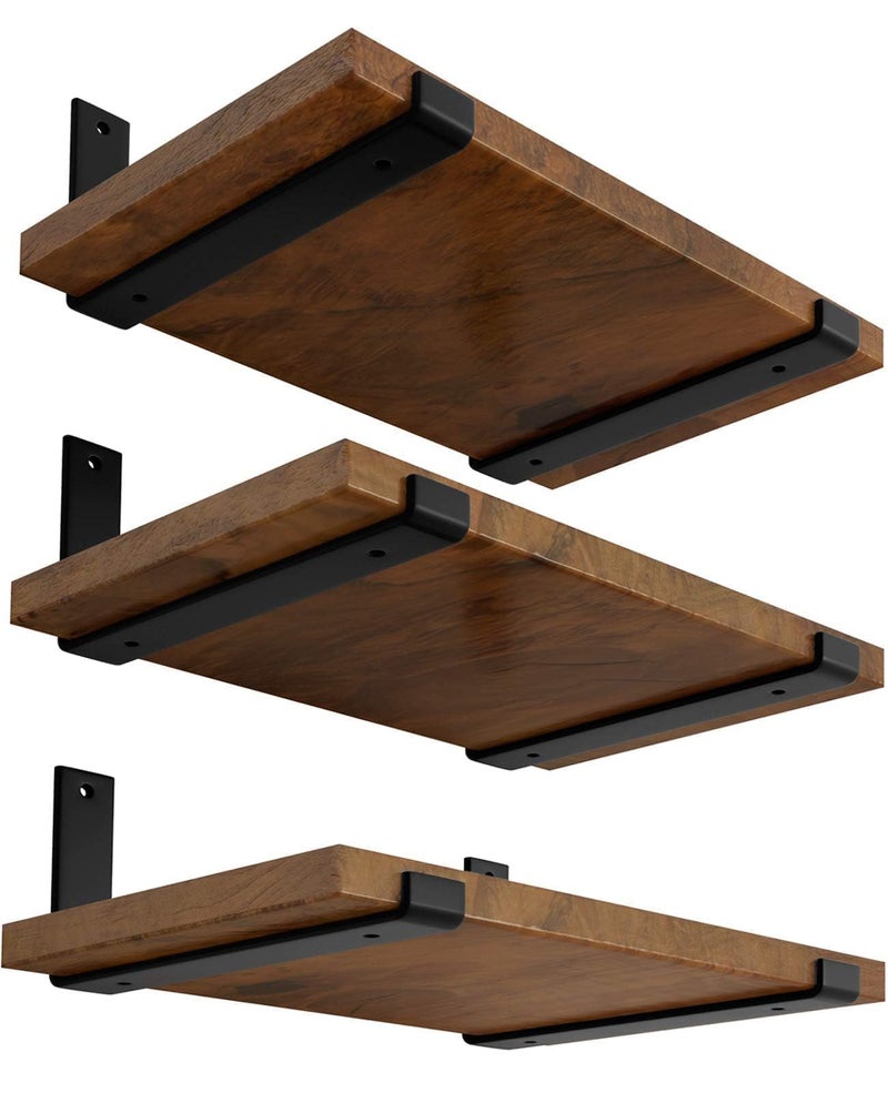 LEOPO 12 inch Shelf Brackets 6Pack 15 inch Thick Heavy Duty Industrial Bracket for DIY Floating Shelf Support Black Coated Wall Shelf Support 1125 x 6 x 15