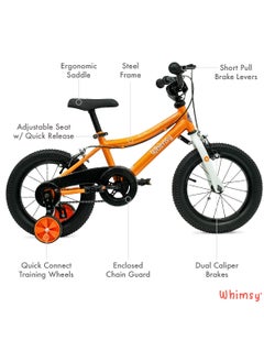 Whimsy Whimsy - Classic 14" Kids Bike  2-Minute Assembly, Handbrake, Child-Friendly Cycle, Adjustable Saddle - Orange  - Image 3