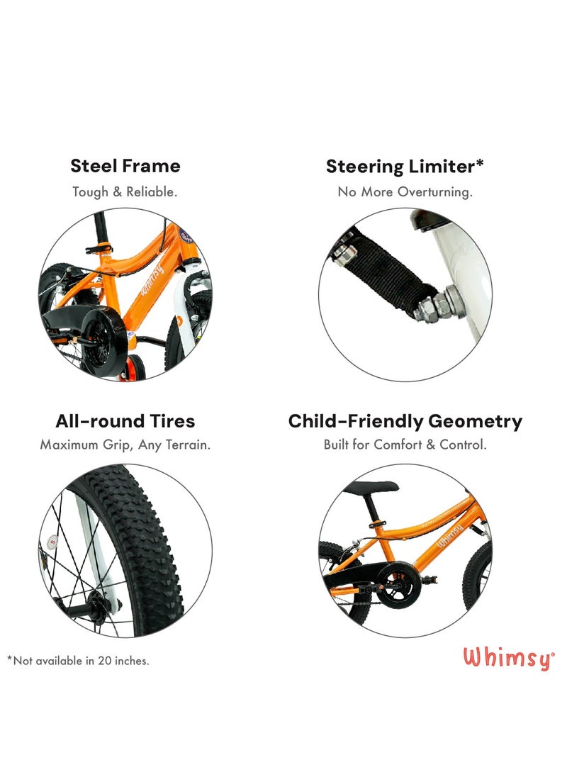 Whimsy Whimsy - Classic 14" Kids Bike  2-Minute Assembly, Handbrake, Child-Friendly Cycle, Adjustable Saddle - Orange  - Image 4
