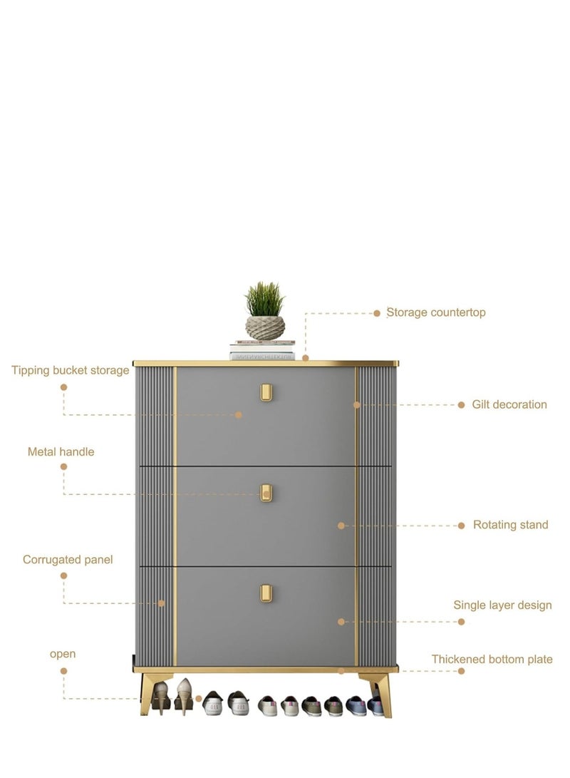 Modern Ultra Thin Shoe Storage, Entrance Shoe Rack Narrow, With Accessory Drawer Shoe Cabinet. flip shoe racks - Image 4