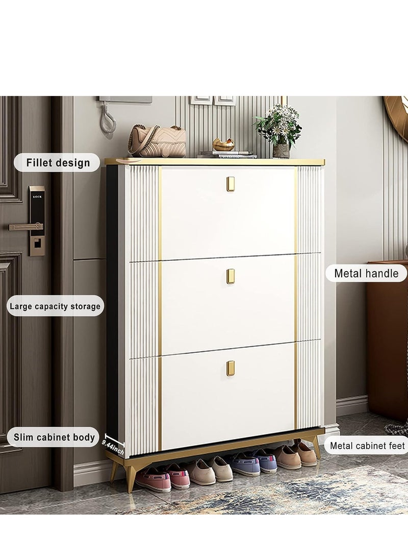 Modern Ultra Thin Shoe Storage, Entrance Shoe Rack Narrow, With Accessory Drawer Shoe Cabinet. flip shoe racks - Image 5