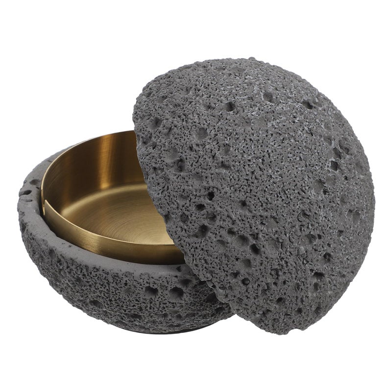 Large Dark Gray Metal Ashtray with Lid Smoking Ash Holder for Home Office Balcony Desktop - Image 2