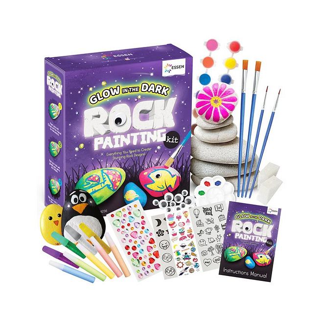 Essen Rock Painting Kit For Kids, Skill Development, Glow Rocks, Artistic Expression, 4 Years+, Multicolor - 73 Pieces - Image 1