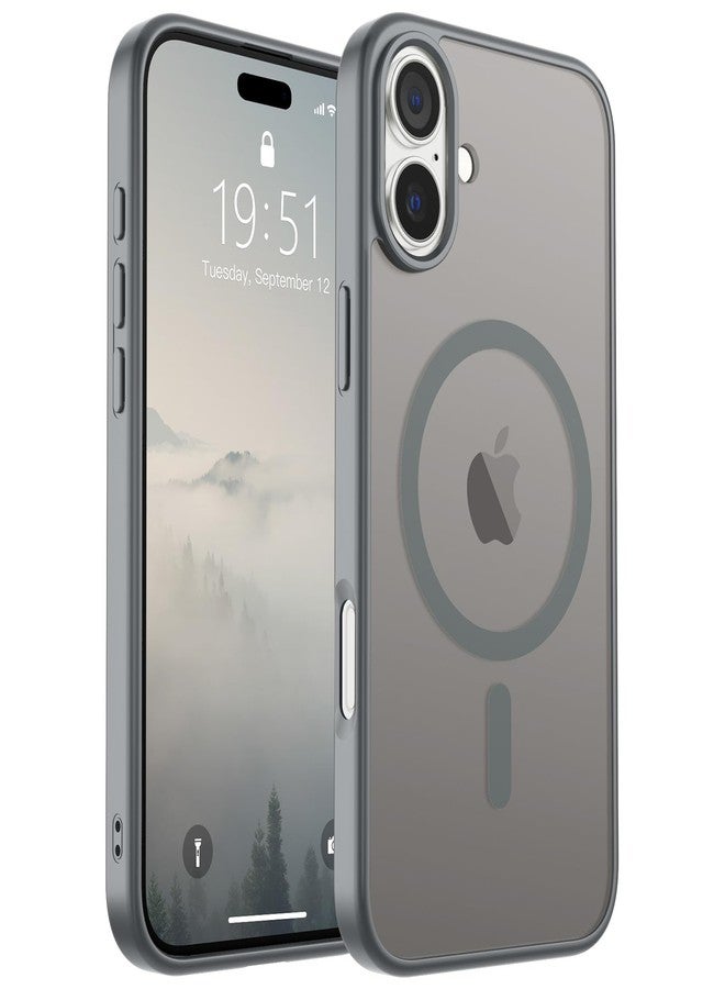 استلق جراب SUPFINE المغناطيسي لهاتف iPhone 16 Plus (متوافق مع MagSafe) (حماية فائقة ضد السقوط بمعايير عسكرية) جراب رفيع وشفاف غير لامع مقاوم للصدمات ومضاد لبصمات الأصابع، رمادي - Image 1