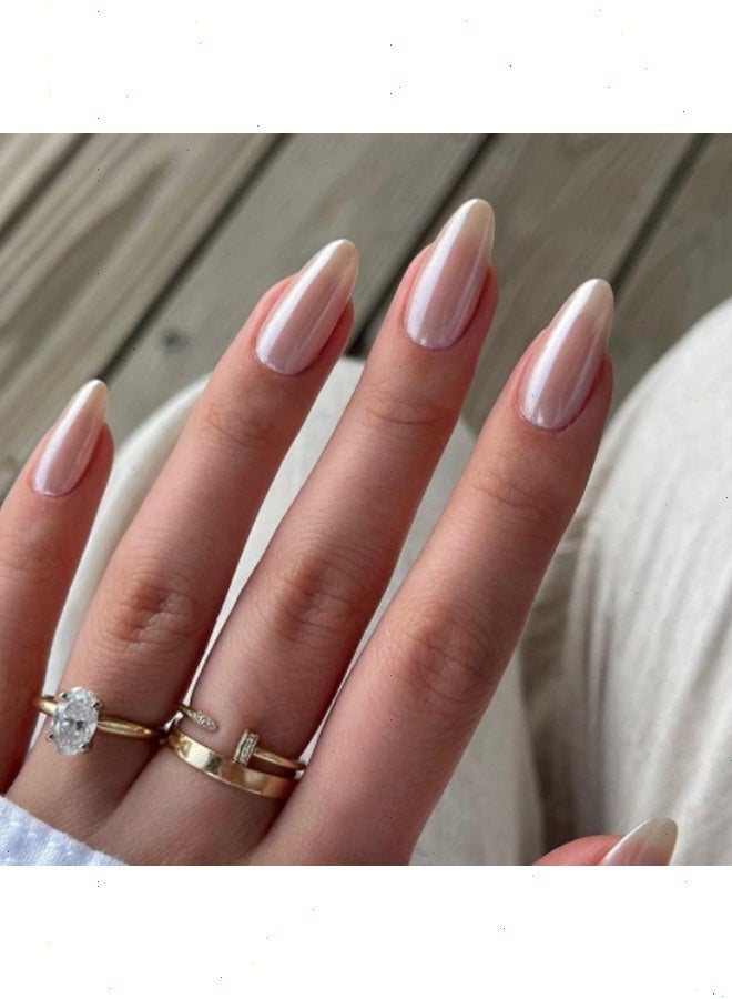 24 قطعة من الأظافر الصناعية، أطراف أظافر لوزية متوسطة الحجم، أظافر صناعية مع تصميمات لامعة من الترتر، لا تسبب ضررًا للأظافر، أظافر نهائية مناسبة للفتيات - Image 1