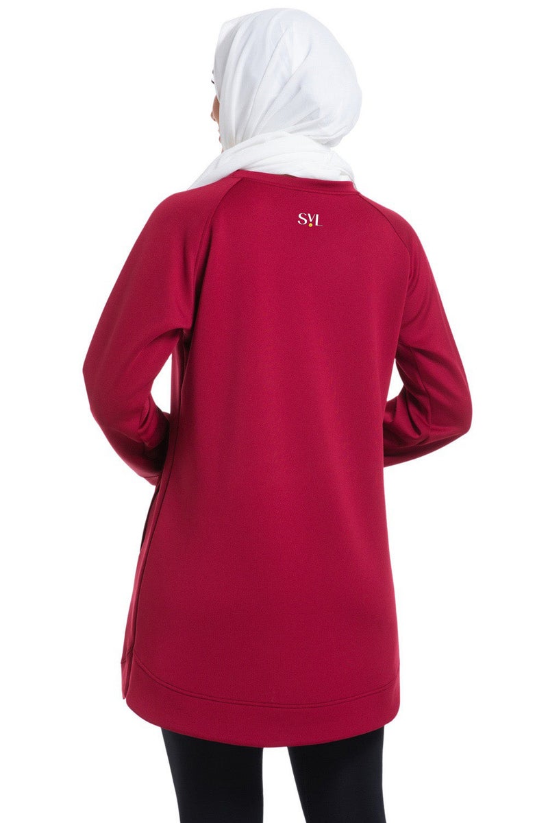 SVL Women's Modest Sweatshirt - Burgundy - SVL - Image 4