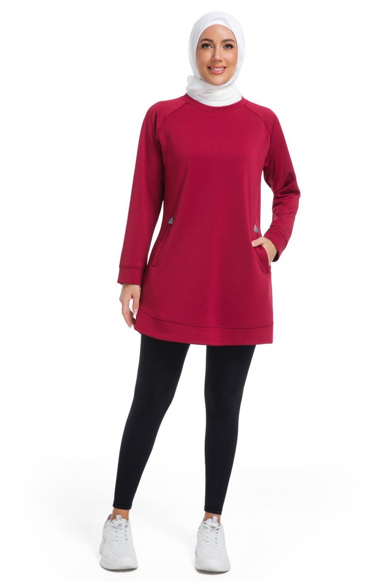 SVL Women's Modest Sweatshirt - Burgundy - SVL - Image 3