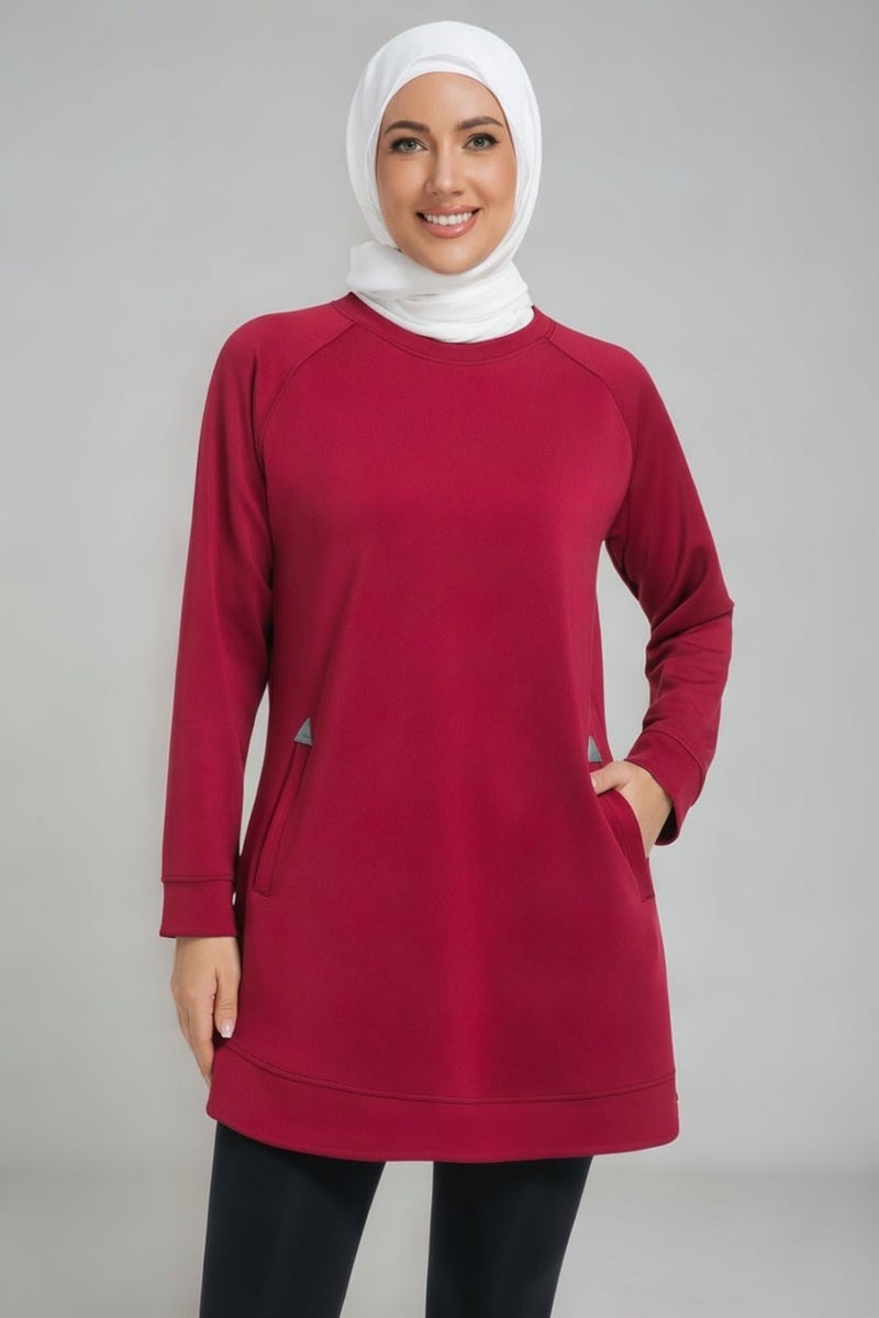 اس في ال سويت شيرت نسائي محتشم - عنابي - SVL - Image 1