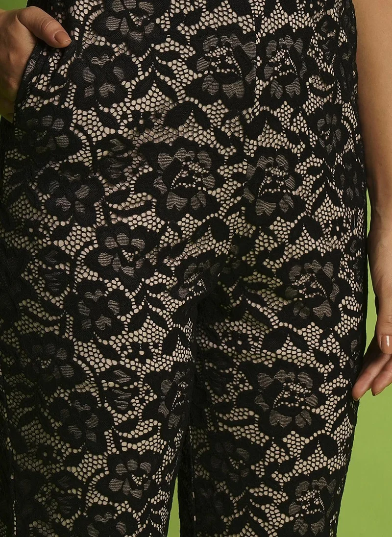 Globus  Globus Women's Black Party Lace Jumpsuit with Round Neck and Sleeveless Design for Women | Best Price UAE