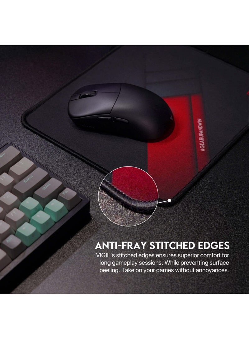 FANTECH VIGIL MP456 Gaming Mousepad (Control Surface) – L Gaming Mouse Pad (450 x 450 x 4mm) – Fray Edge Stitching, Anti-slip base Desk Mat | Black - Image 2