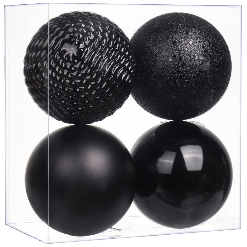 Christmas Ornaments Balls 47 Large Christmas Decorations Xmas Tree Shatterproof Big Black Christmas Ball Ornaments with Hanging Loop for Wedding Holiday Halloween Party Indoor Outdoor Decor 4 Pcs