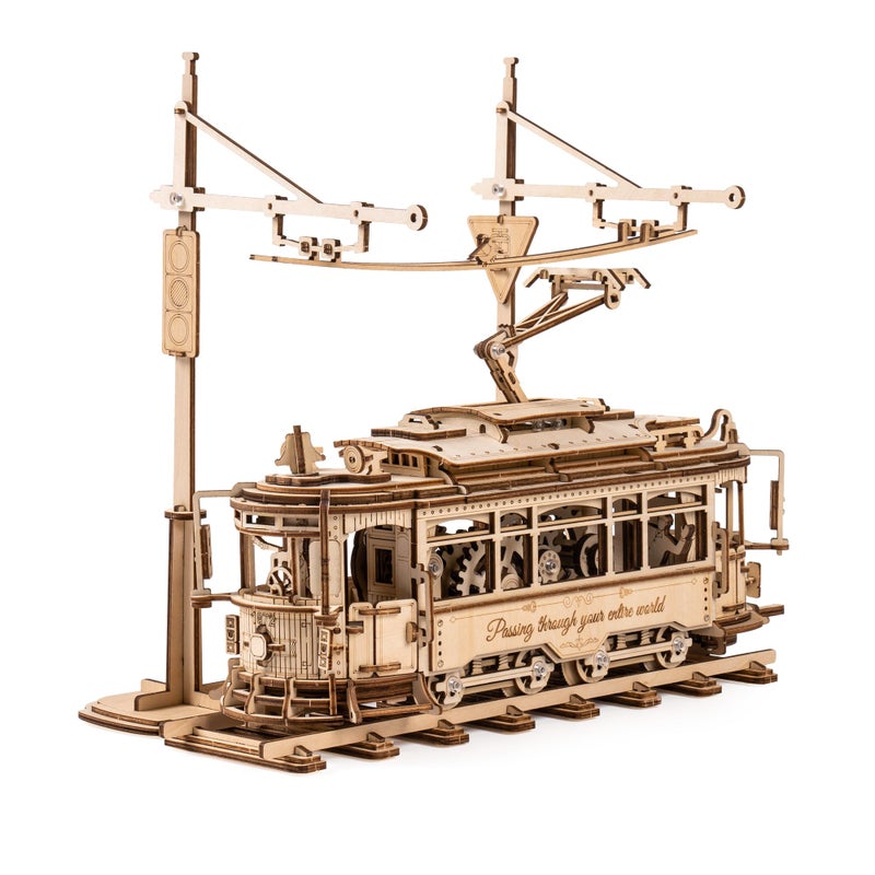 RoWood 3D Puzzles for AdultsCar Model Kit 3D Wooden Puzzle Mechanical Tram ModelWood Building Kit Assembly Time 5HUnique Gifts for TeensAdults