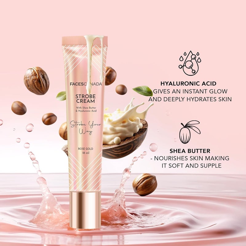 Facescanada FACES CANADA Super Easy Glam Combo  Strobe Cream  Rose Gold 18 ml  Magneteyes Kajal  Black 035 gm  Comfy Matte Wow Liquid Lipstick  Cocoa Crush 07 38 ml  Illuminating  Glowing Makeup Base  Highly Pigmented - Image 3