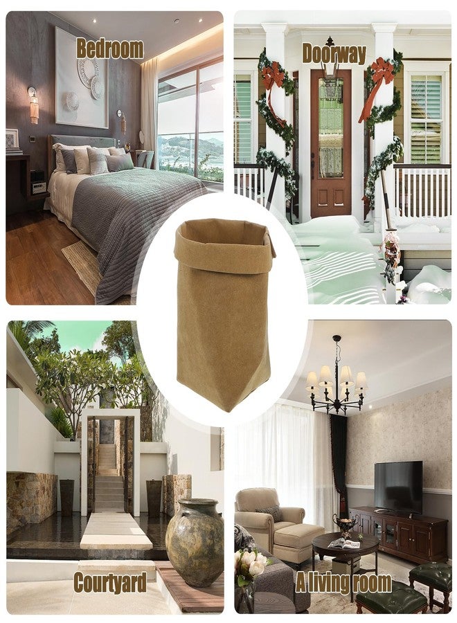 BESTOYARD 3pcs Washable Kraft Paper Bag Organizer, Light Brown Home Office Storage Basket for Plants, Toys, Clothes, Food, and Household Items, Reusable Flowerpot Cover - Image 3