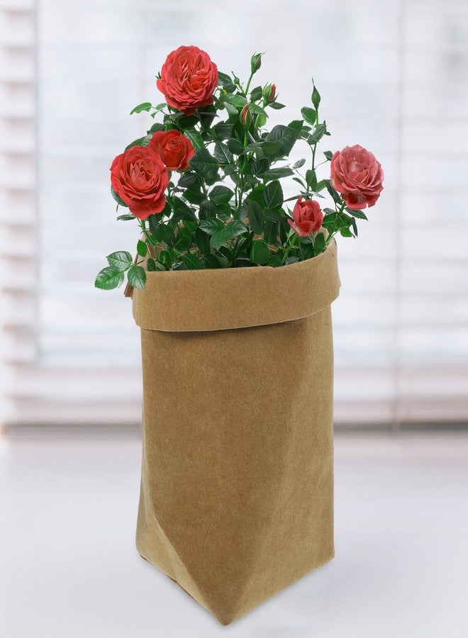 BESTOYARD 3pcs Washable Kraft Paper Bag Organizer, Light Brown Home Office Storage Basket for Plants, Toys, Clothes, Food, and Household Items, Reusable Flowerpot Cover - Image 5