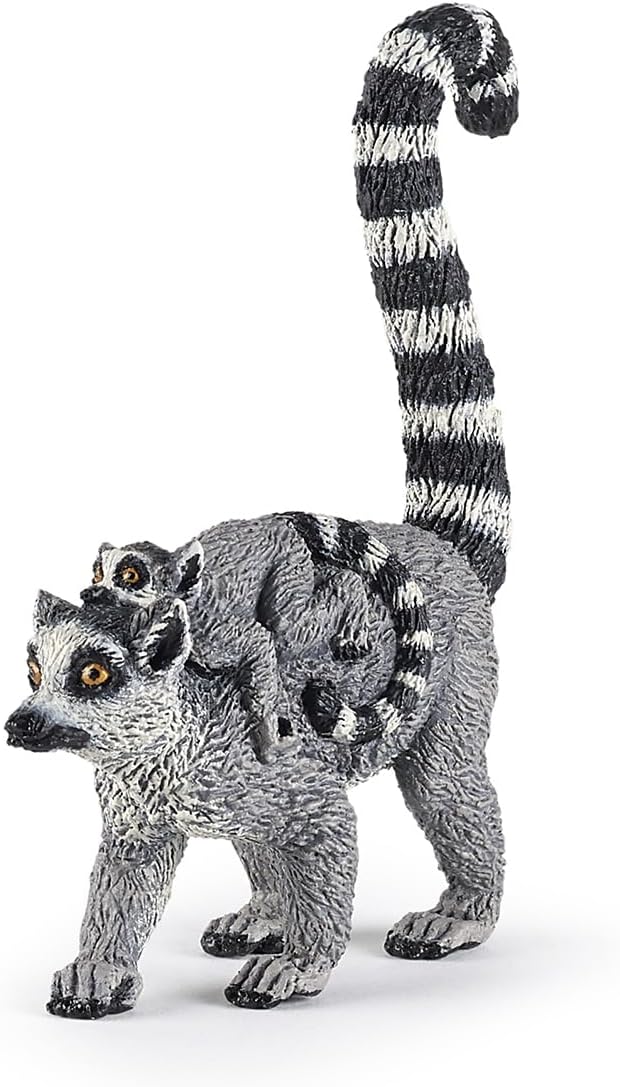 Papo  Lemur and Baby  Realistic Figurine  for Ages 3  Wild Animal Kingdom Collection  Hand Painted  Highly Detailed  Durable and Educational  Gift Idea  Collectable  Lemur and Baby - Image 1