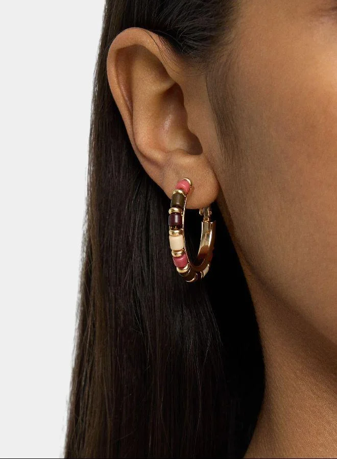 بارفوا أقراط حلقية مع خرز متعدد الألوان