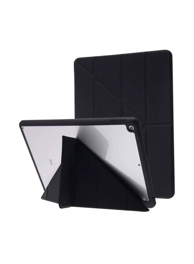 Case for iPad 10.2\10.5 Inch 9th 8th 7th Generation (2021/2020/2019) with Pencil Holder, 5-in-1 Multiple Viewing Angles, Silky Soft Silicone Cover & Soft Clear Back Cover, Auto Wake/Sleep, (Black) - Image 1