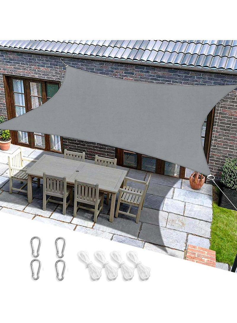 Dominy 3x5M Sun Shade Sail,Curved Sun Shade Sails, Waterproof Canopy Sail Shade Cloth, Outdoor UV Block Shade Canopy Cover, Rectangle Sunshade for Backyard Deck Patio Garden Outdoor Activities (Grey) - Image 1