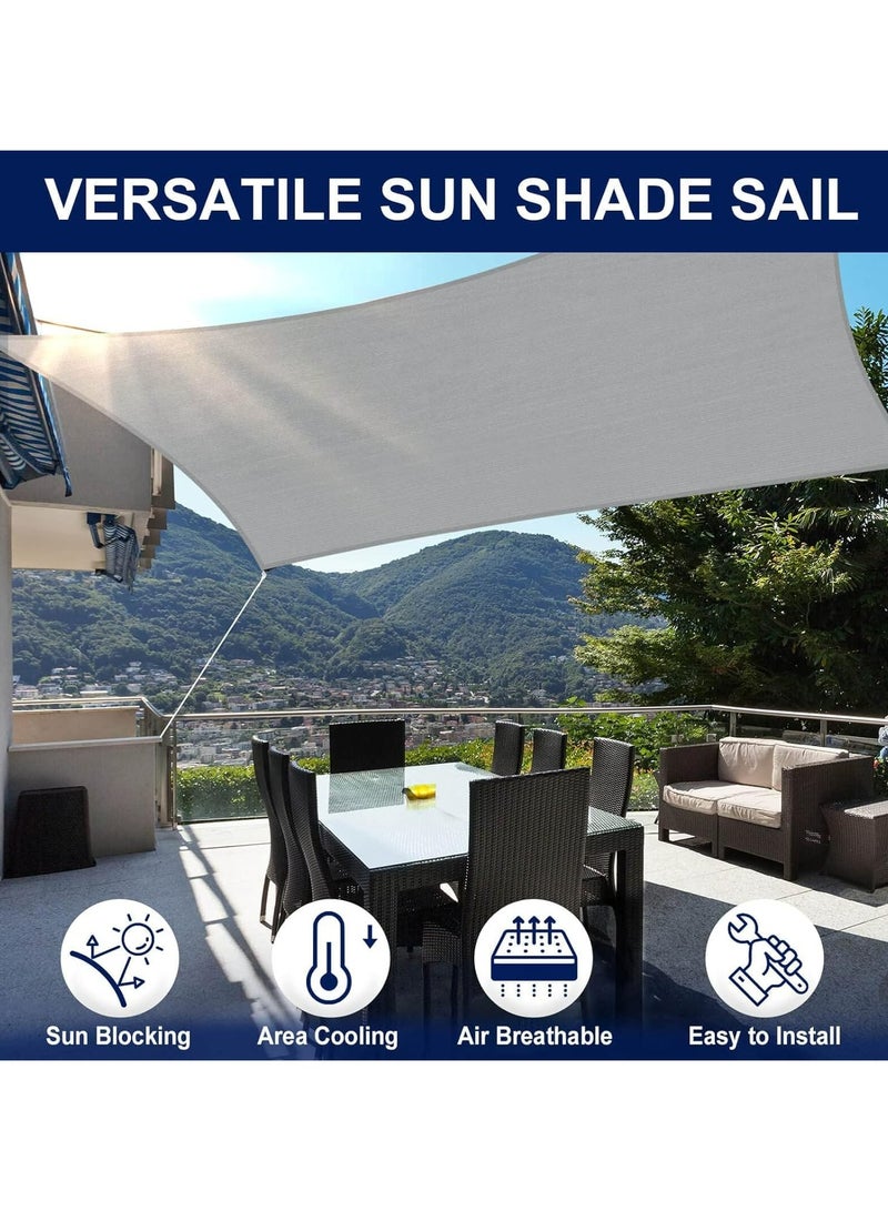 Dominy 3x5M Sun Shade Sail,Curved Sun Shade Sails, Waterproof Canopy Sail Shade Cloth, Outdoor UV Block Shade Canopy Cover, Rectangle Sunshade for Backyard Deck Patio Garden Outdoor Activities (Grey) - Image 2