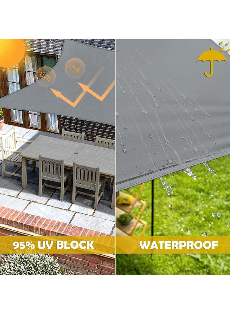 Dominy 3x5M Sun Shade Sail,Curved Sun Shade Sails, Waterproof Canopy Sail Shade Cloth, Outdoor UV Block Shade Canopy Cover, Rectangle Sunshade for Backyard Deck Patio Garden Outdoor Activities (Grey) - Image 3