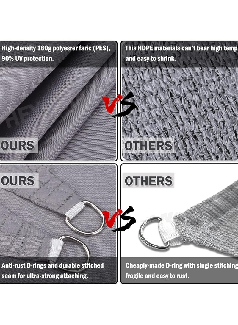 Dominy 3x5M Sun Shade Sail,Curved Sun Shade Sails, Waterproof Canopy Sail Shade Cloth, Outdoor UV Block Shade Canopy Cover, Rectangle Sunshade for Backyard Deck Patio Garden Outdoor Activities (Grey) - Image 5