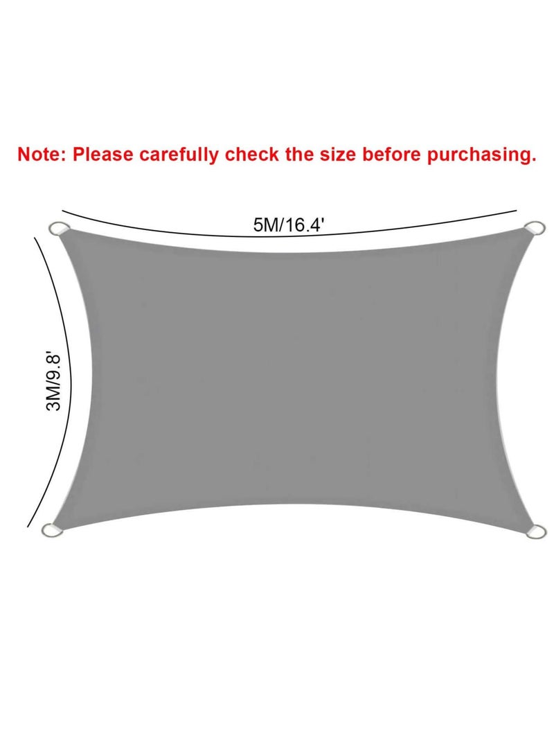 Dominy 3x5M Sun Shade Sail,Curved Sun Shade Sails, Waterproof Canopy Sail Shade Cloth, Outdoor UV Block Shade Canopy Cover, Rectangle Sunshade for Backyard Deck Patio Garden Outdoor Activities (Grey) - Image 4