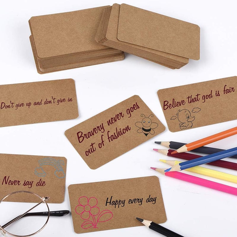 Nettbe 100pcs 3.54"x2" Blank Kraft Paper Business Card, Words Message Notes paper Tags, Mini Craft Cardboard Festival gifts - Image 4