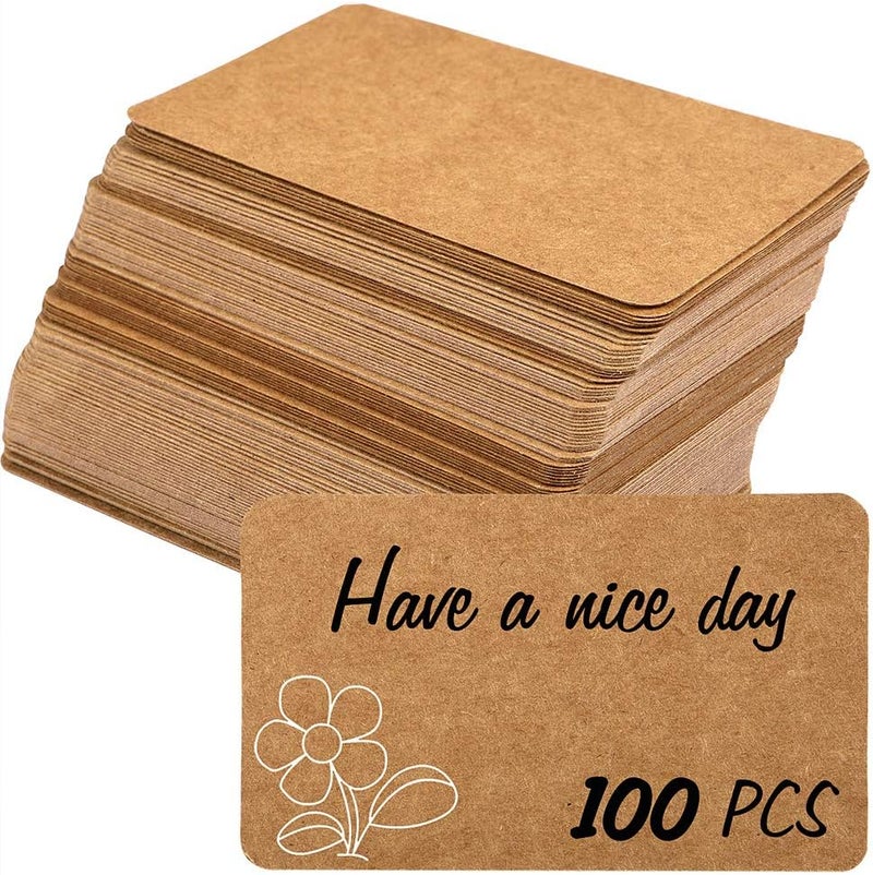 Nettbe 100pcs 3.54"x2" Blank Kraft Paper Business Card, Words Message Notes paper Tags, Mini Craft Cardboard Festival gifts - Image 1