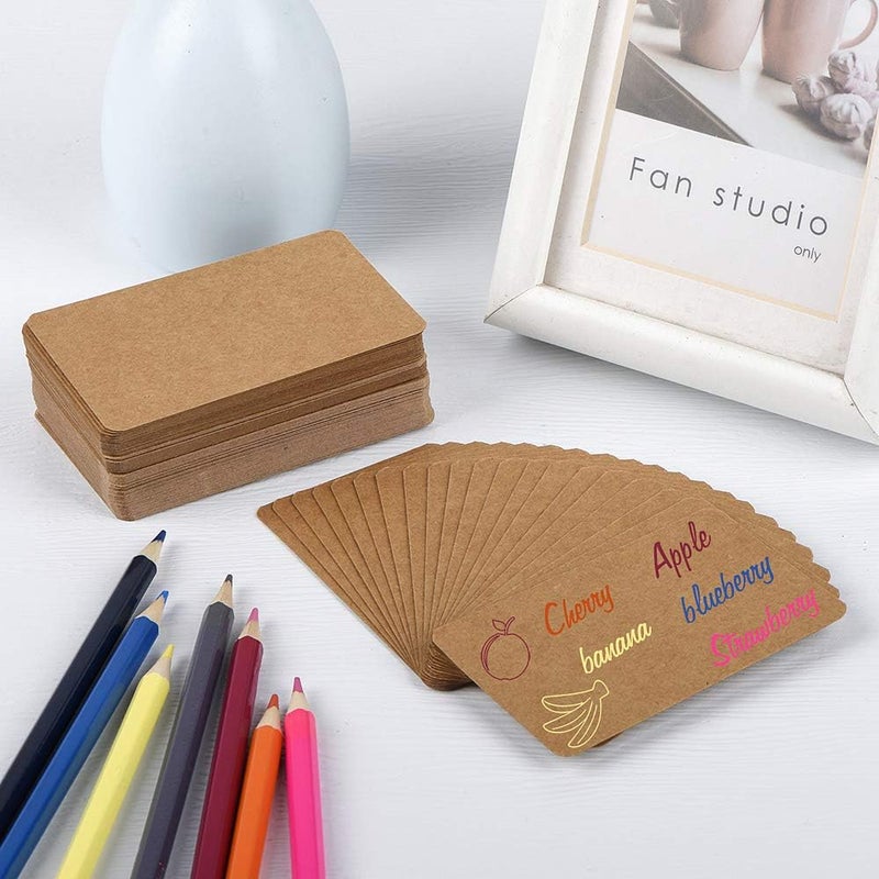 Nettbe 100pcs 3.54"x2" Blank Kraft Paper Business Card, Words Message Notes paper Tags, Mini Craft Cardboard Festival gifts - Image 3